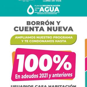 INVITA TOLUCA A APROVECHAR EL PLAN DE CONDONACIÓN EN PAGOS DE AGUA POTABLE BORRÓN Y CUENTA NUEVA